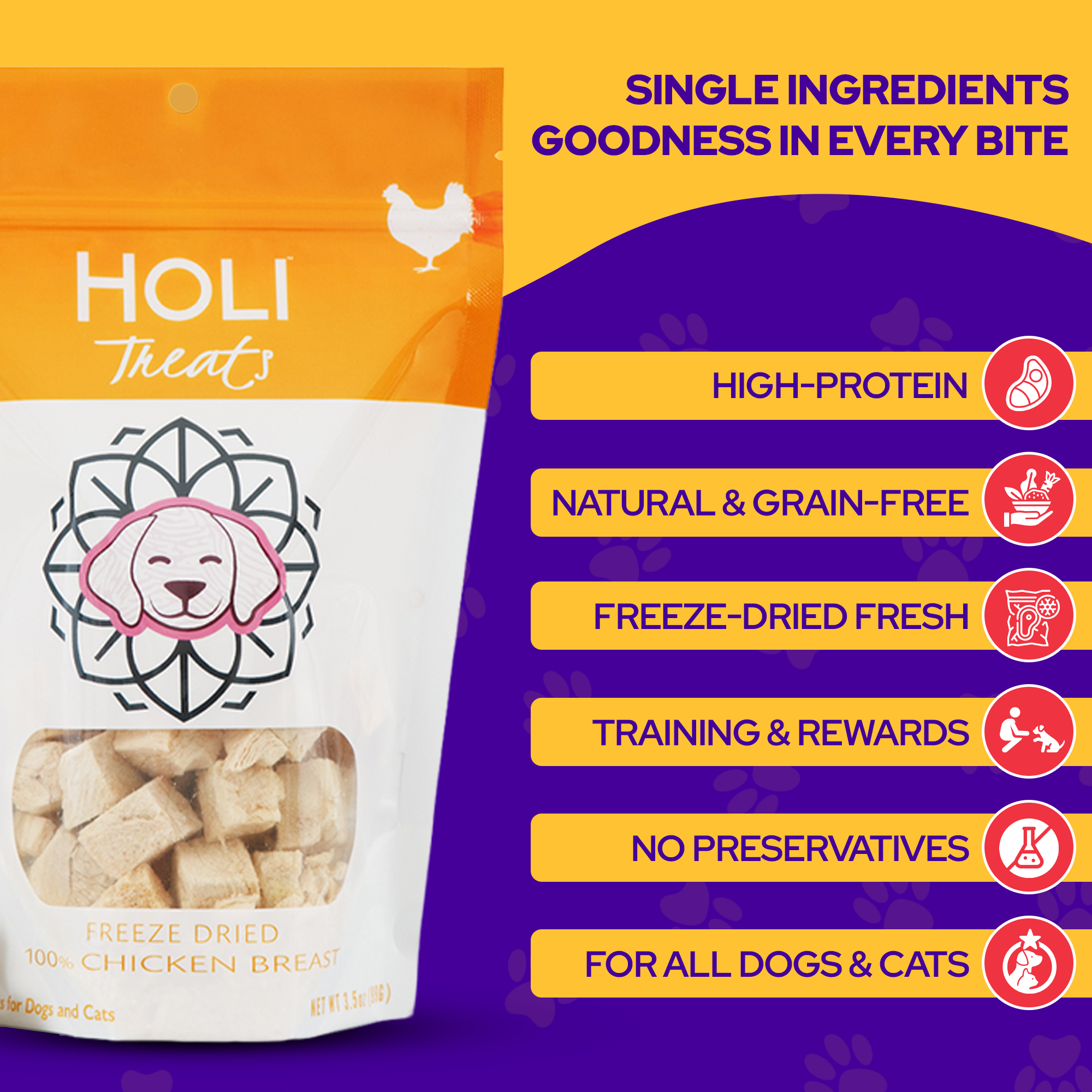 HOLI - Wholesale Pet Treats - Dog - Chicken Dog Treats - All Natural Breast Meat - Freeze Dried1
