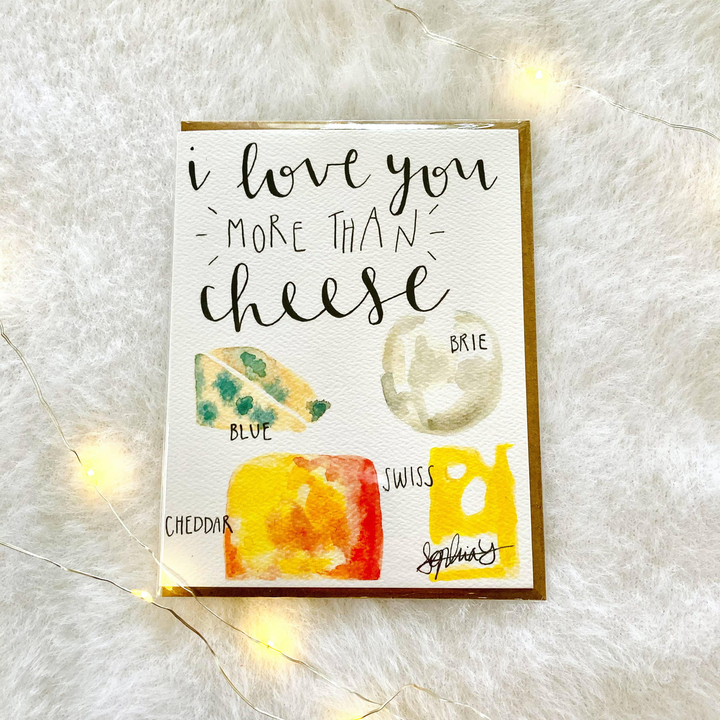 Sophia Lavrov - Wholesale Love Card - I Love You More Than Cheese Greeting Card - Sophia Lavrov1