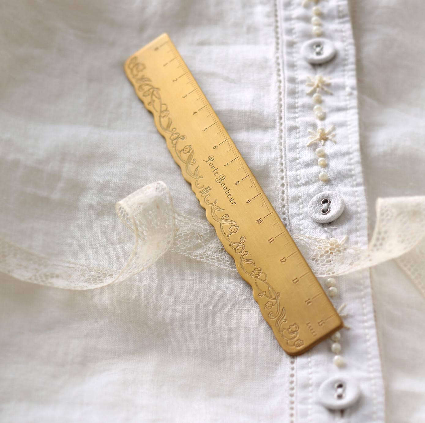 「FUNJI」In Japan – wholesale Ruler – Lily of the Valley Brass Ruler – Antique Finish by Nousaku1