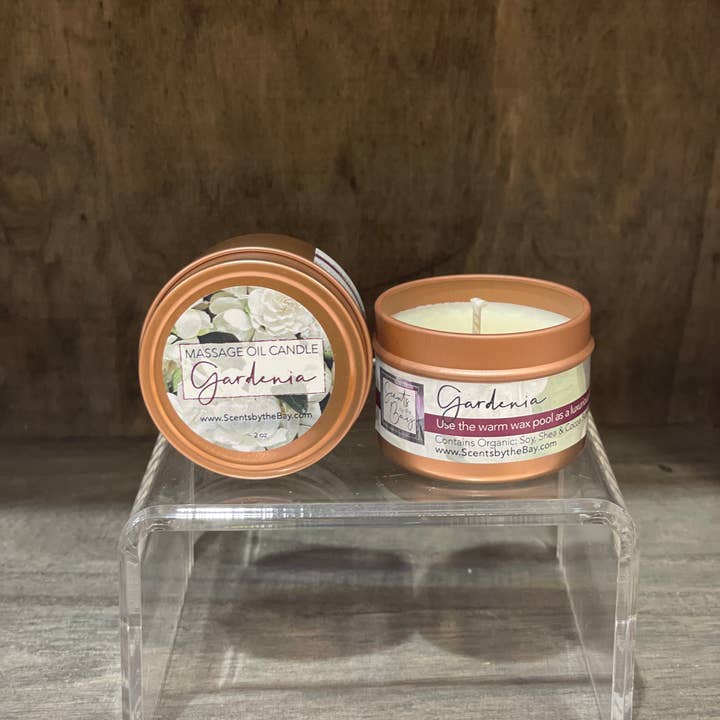 Scents by the Bay - Wholesale Travel Candles - 2 oz Travel Tin: Organic Massage Oil Candle3