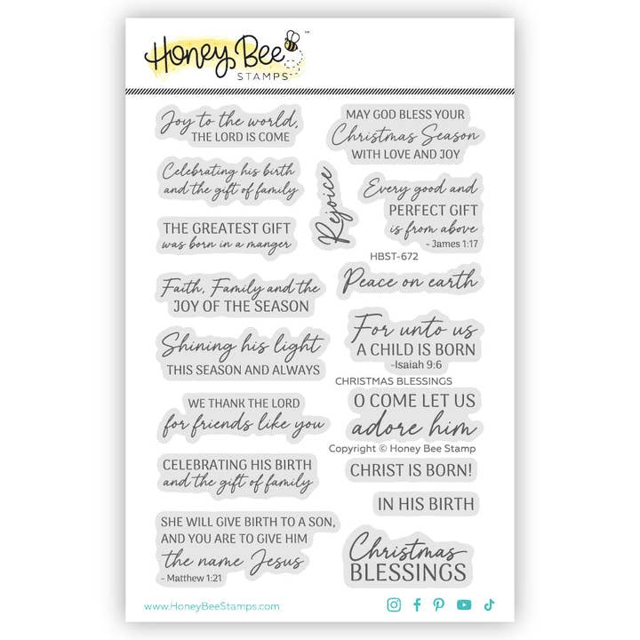 Honey Bee Stamps - Wholesale Rubber/decorative stamp - Christmas Blessings - 4"x 6" Stamp Set2