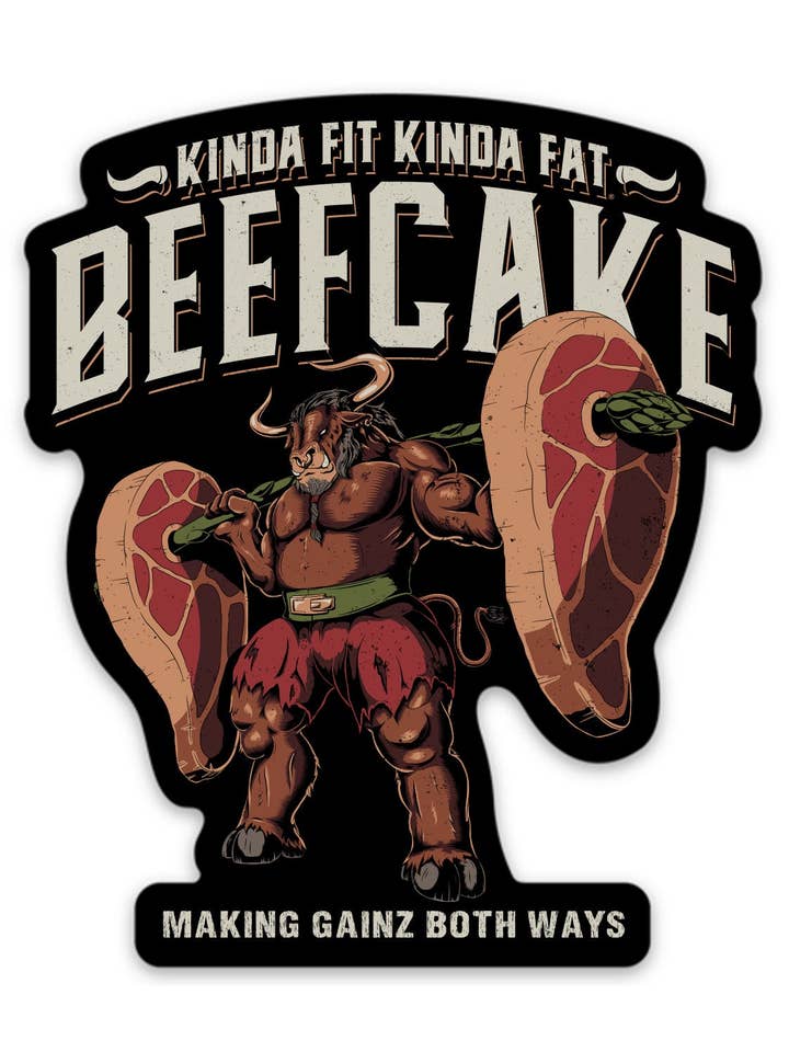 Bøfklistermærke i vinyl for engroshandel hos Kinda Fit Kinda Fat