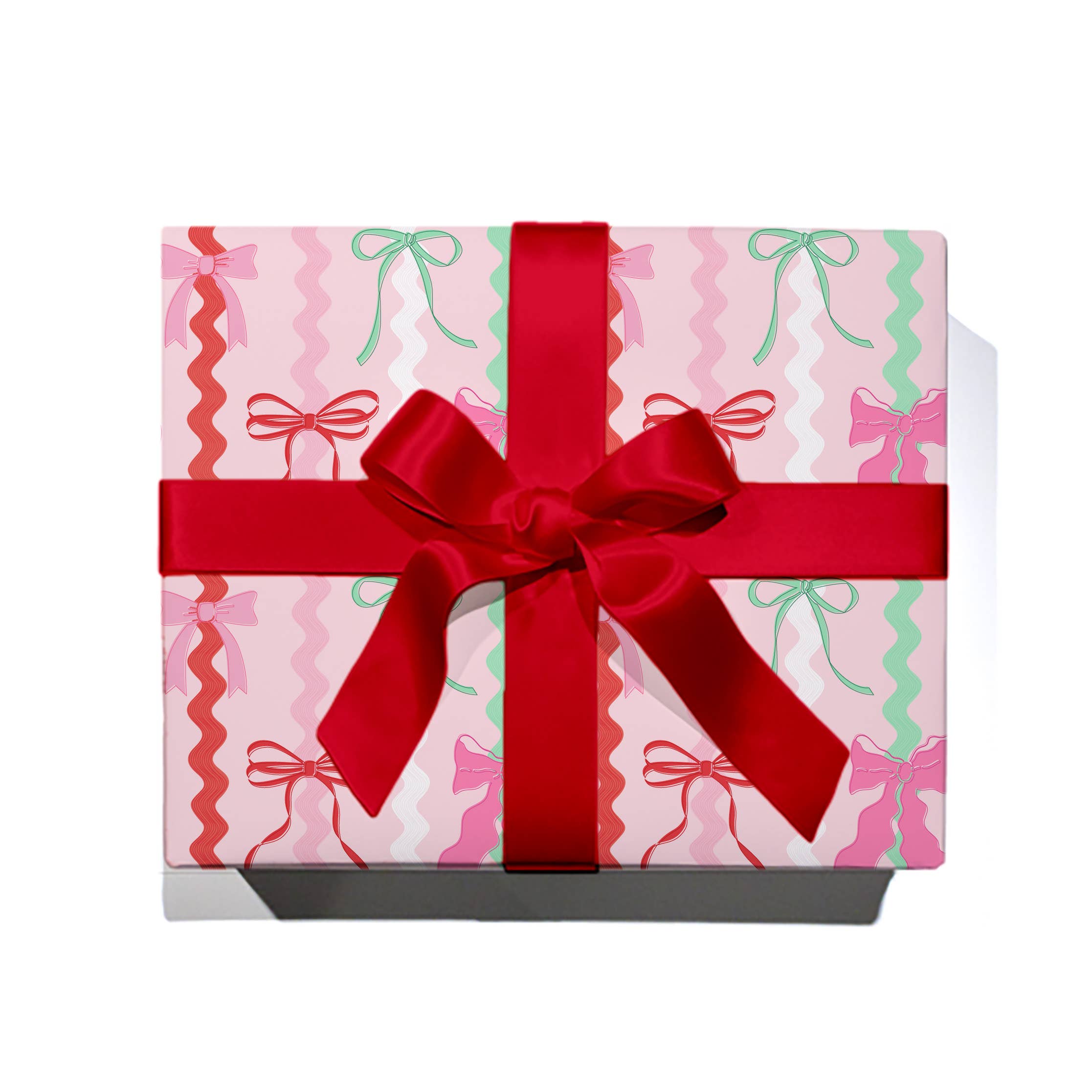 Rock Paper Scissors – wholesale Wrapping paper roll – Pink Christmas Ric Rac Bow Wrapping Paper - Roll of 3 Sheets1