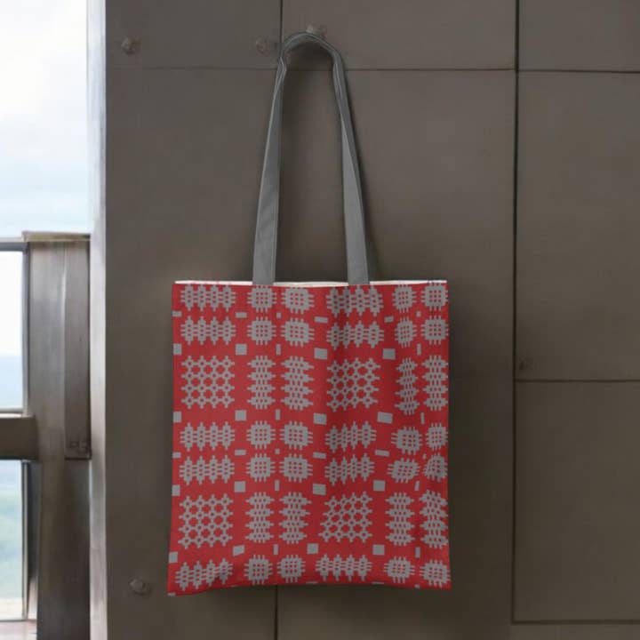 Moose & Co - Wholesale Tote Bag - Women's - Red Welsh tapestry blanket design Tote Bag