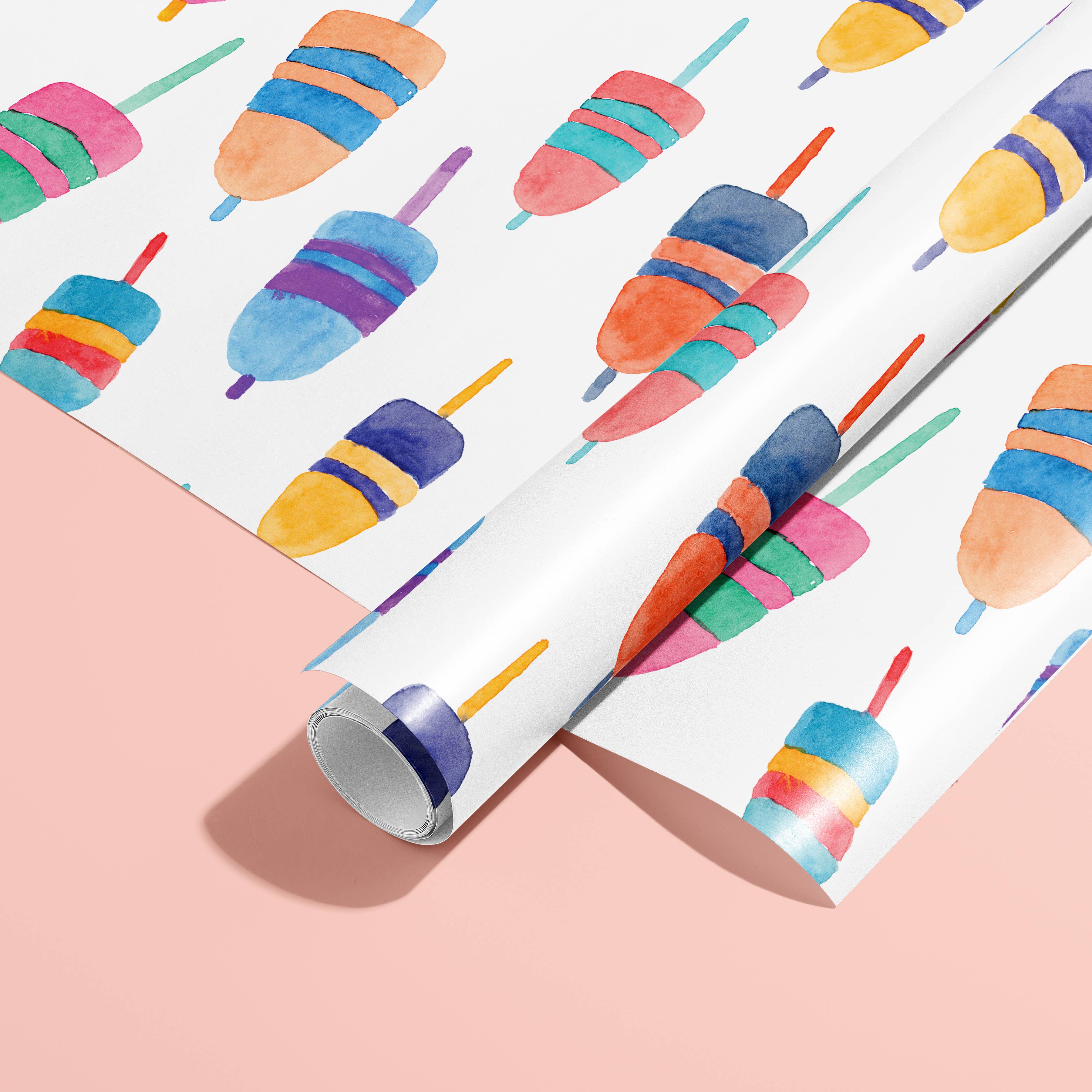 Gert & Co - Venta al por mayor Rollos de papel de regalo - Envoltorio de regalo con boyas coloridas | Envoltorio de regalo costero en acuarela3