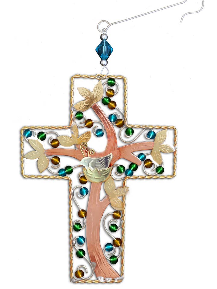 Tree of Life Cross Ornament for wholesale by Pilgrim Imports