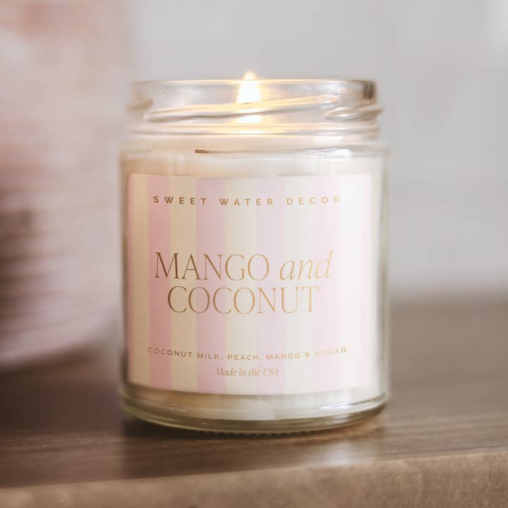 Sweet Water Decor - Wholesale Jar/Filled Candle - Mango and Coconut 9 oz Soy Candle - Home Decor & Gifts
