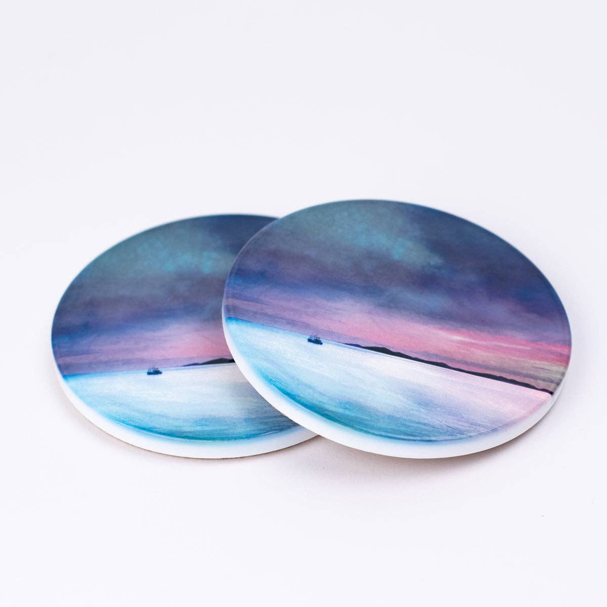 Cath Waters Scottish Landscapes – wholesale Coasters – Fishing the Little Minch Ceramic Coaster Gift Boxed2