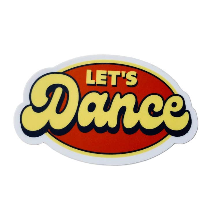Autocolante Let's Dance, Design de Dança Retro – 7,6 cm x 4,6 cm por atacado de Denali & Co.