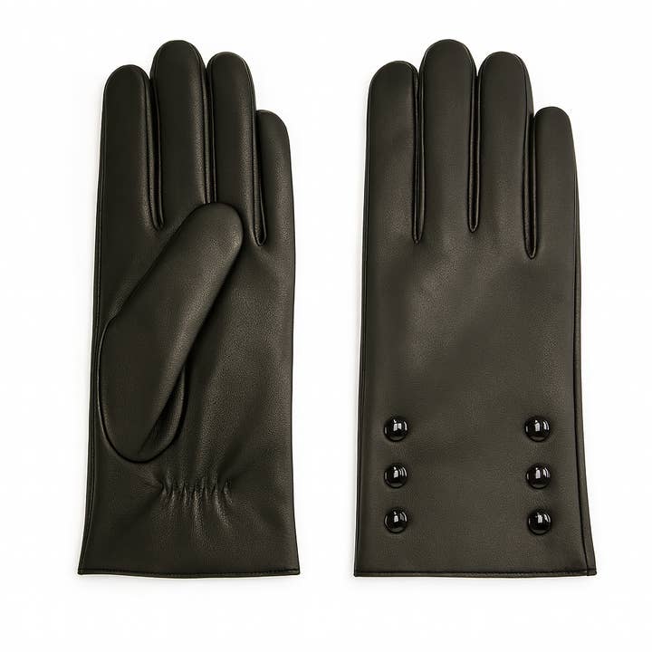 CLUB ROCHELIER LADIES LEATHER GLOVE WITH BUTTON DETAIL for wholesale by Allesco Inc.
