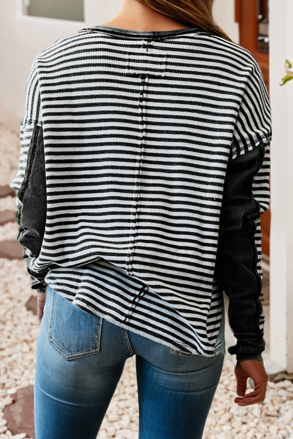 Little Daisy Closet - Vente Chemisier – femme - Blouse décontractée à col rond rayé LDC | S-4X9