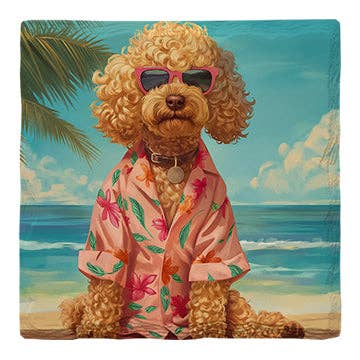 Miniature Poodle Beach Dog | Drink Coaster voor wholesale door Mill Wood Art