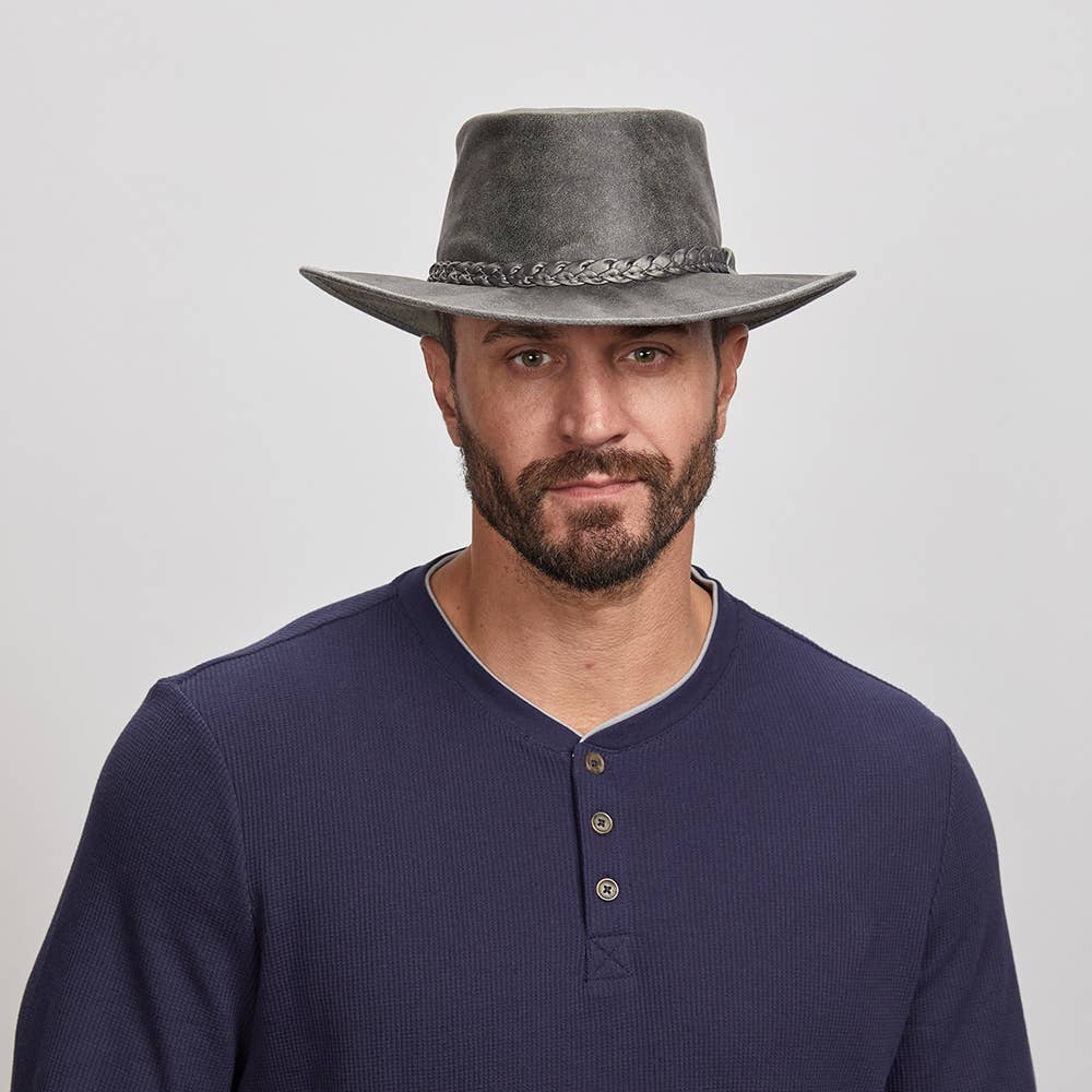 American Hat Makers - Wholesale Cowboy Hat - Unisex - Premium Crushable Leather Outback Hat - Style Crusher25
