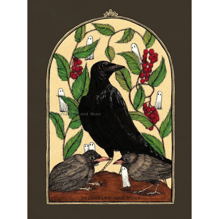Barnacles and Moss - Wholesale Art Print - Baby Crows Fine Art Print