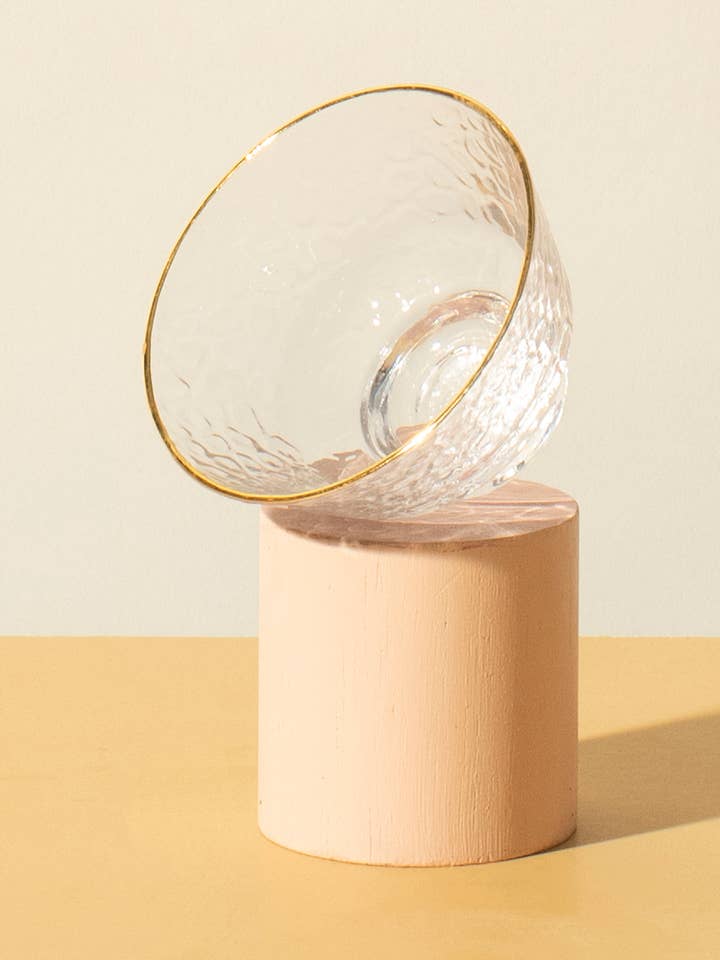 Small Glass Cups with Gold Rim for wholesale by The Qi