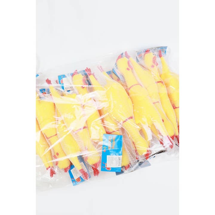 YELLOW Rubber Chicken Shrilling Toy for wholesale on Faire