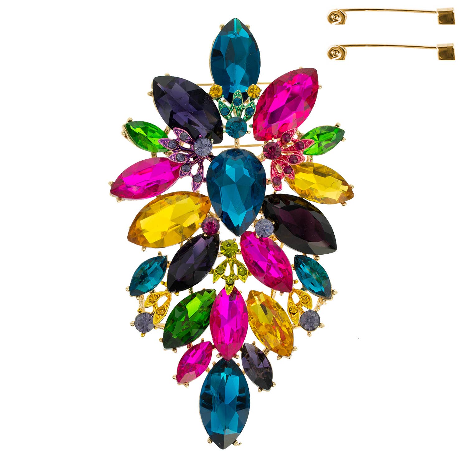 SP Sophia Collection - Wholesale Brooch - Floral Geo Shape Jeweled Cluster Brooch Pin 4