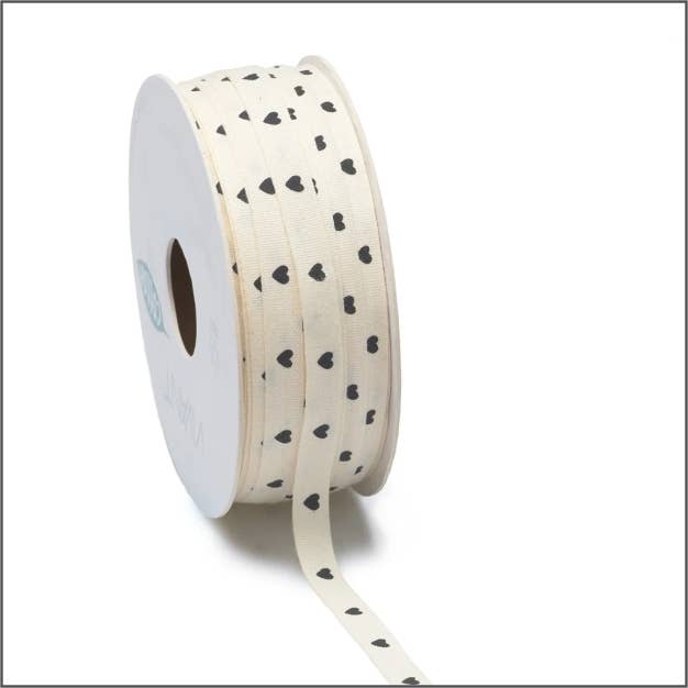 Mini Art Products - Wholesale Ribbon - Gift Wrapping - Ribbon - cotton - black heart - 8mm x 25m0