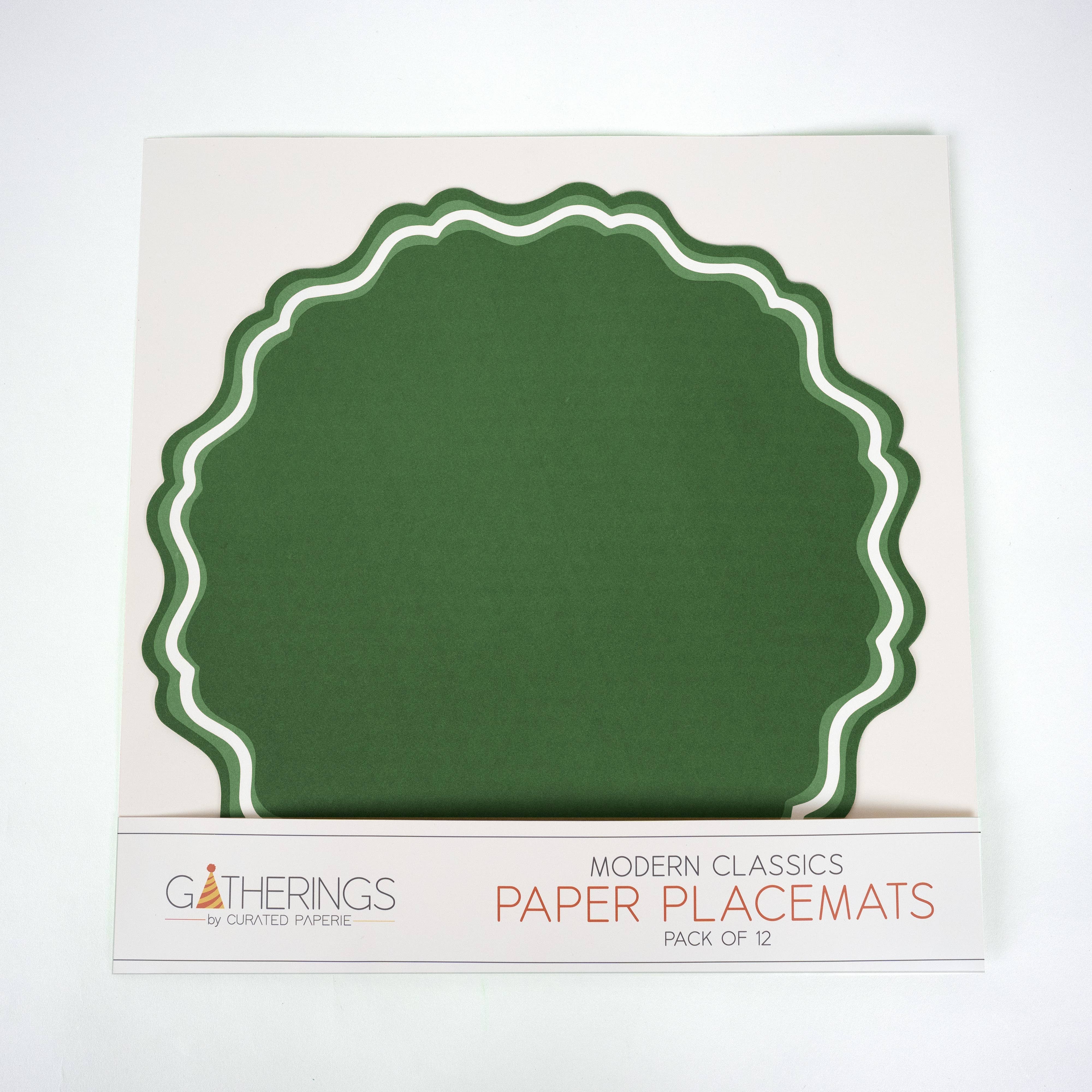 Gatherings by Curated Paperie - Wholesale Disposable Placemat - Green Fancy Scallop Paper Placemat3