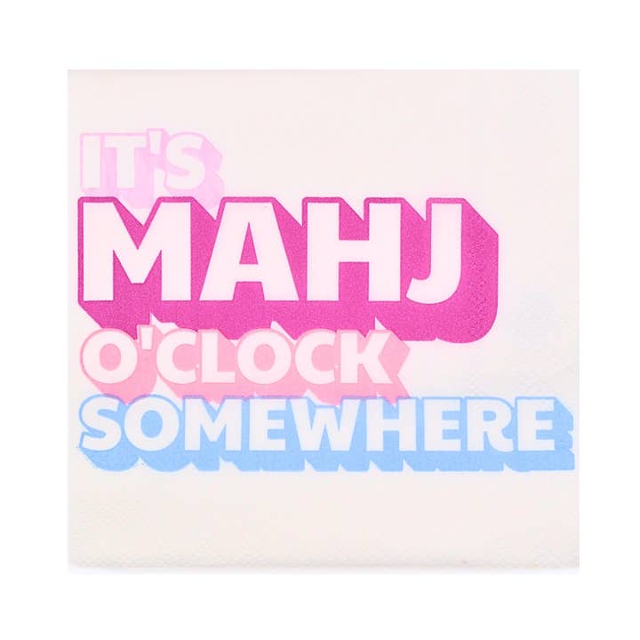 "Det er Mahj O'Clock et eller andet sted" Cocktailservietter for engroshandel hos Middle & Main Mahjong