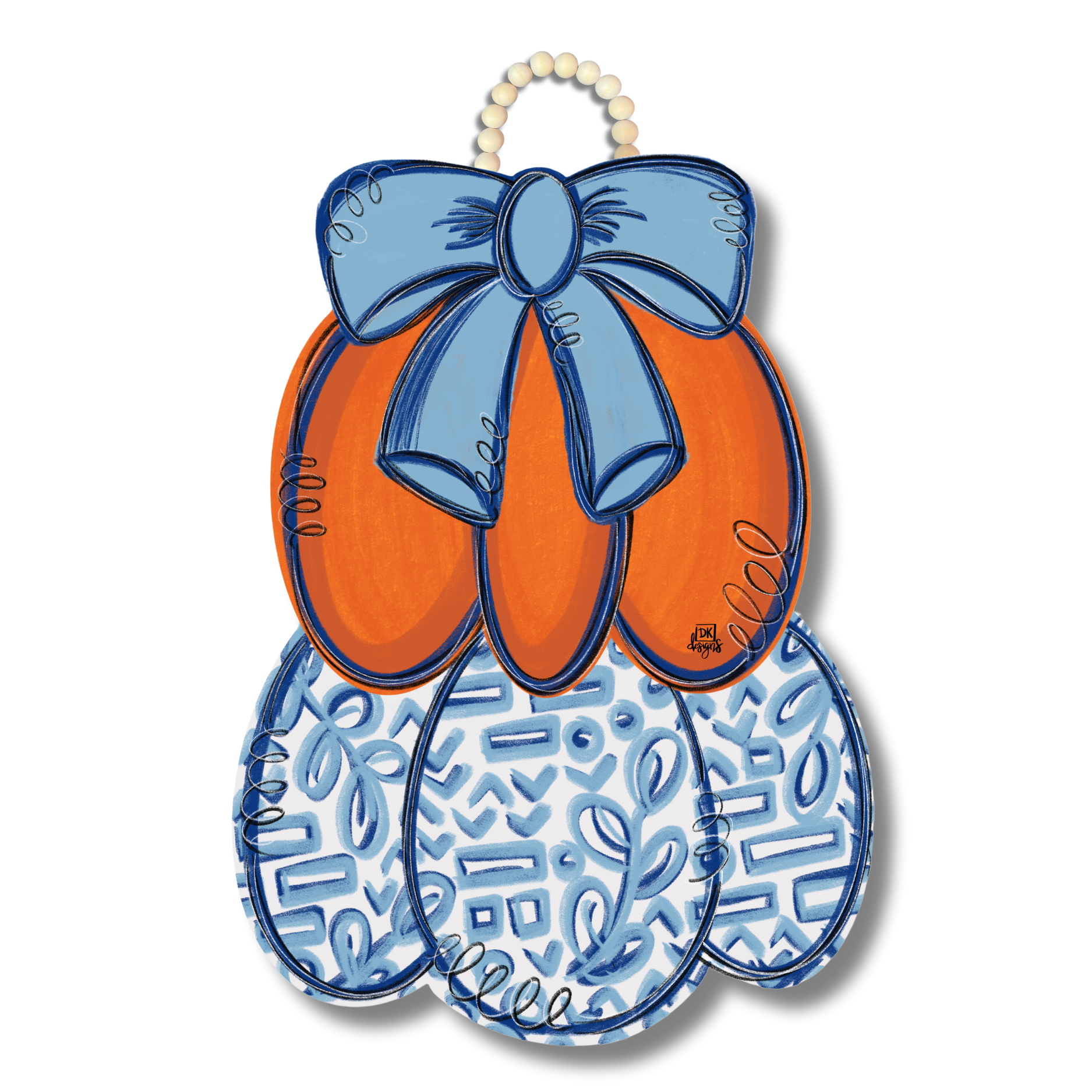 DK Designs Georgia - Wholesale Door Hanger - Chinoiserie Pumpkin Door Hanger0