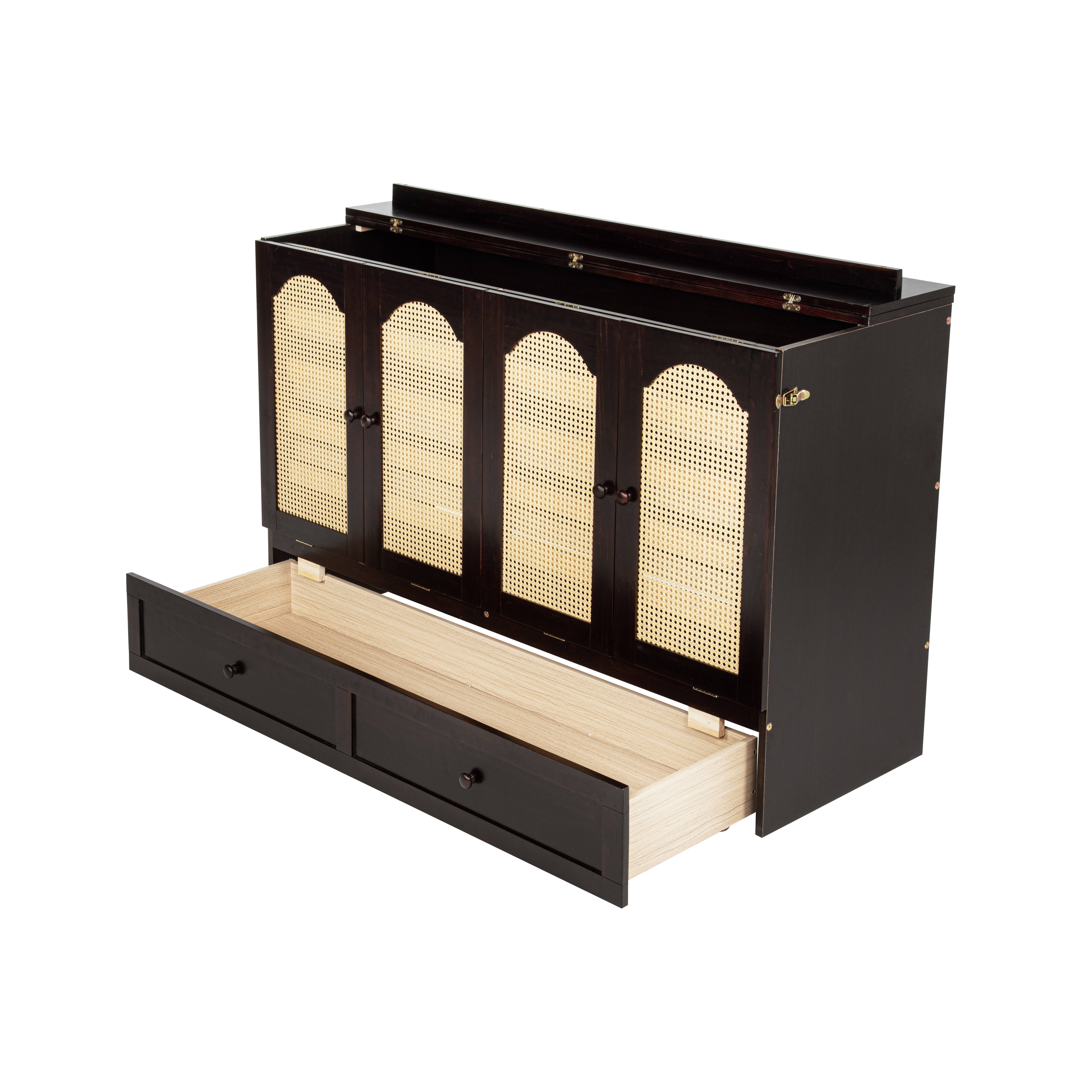 39F Inc. - Wholesale Bed - Queen Size Murphy Bed, Pine Wood Cabinet Bed w Power Station8