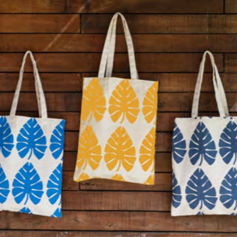 Klassisk lærredstaske - stort bladtryk for engroshandel hos Rise Beyond the Reef