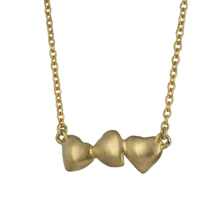 Coeurs dansants en or rose et jaune 10 K sur chaîne pour la vente par Sandrine B. Jewelry