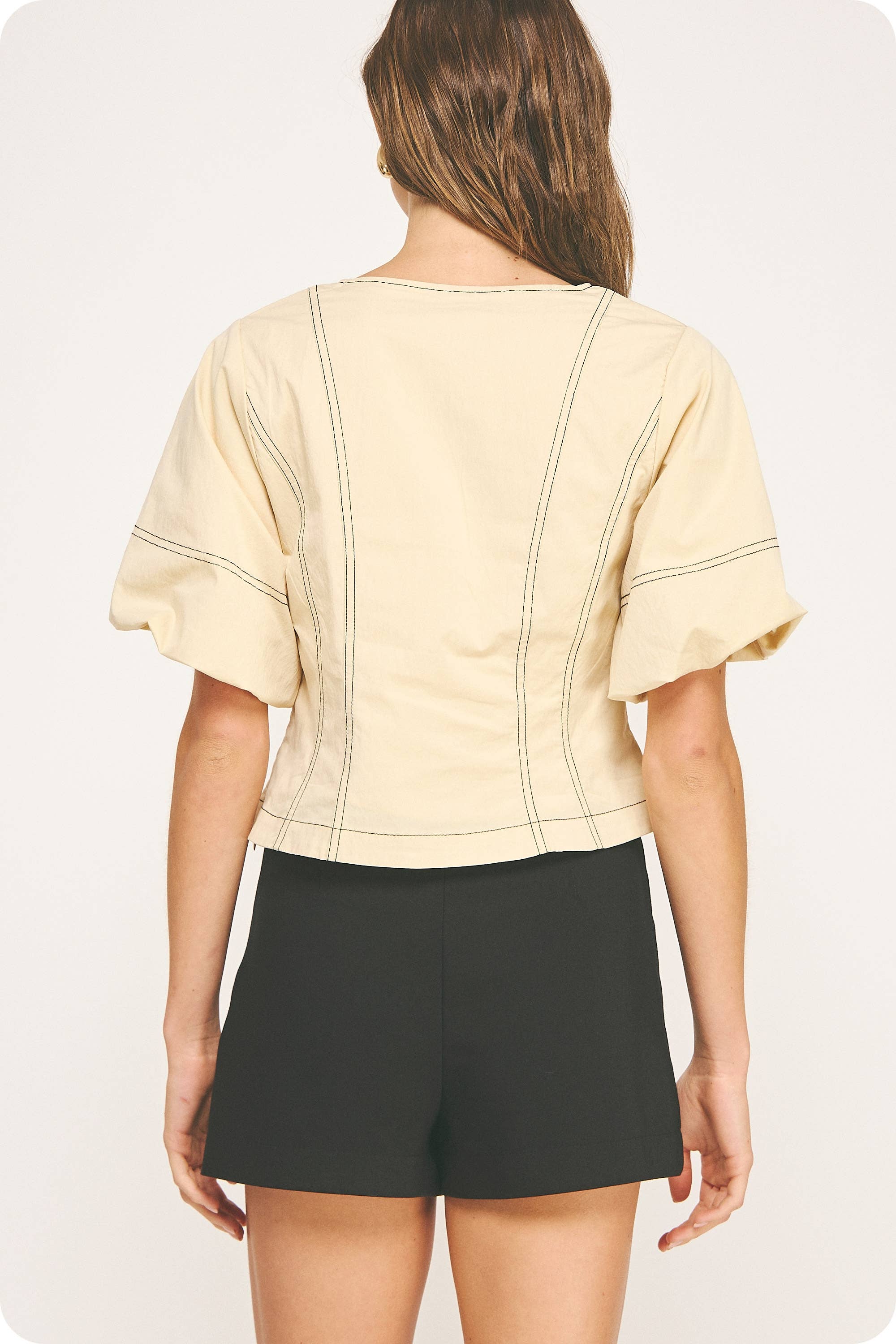 Strut & Bolt - Wholesale Blouse - Women's - Top Stitch Bubble Sleeve Top4