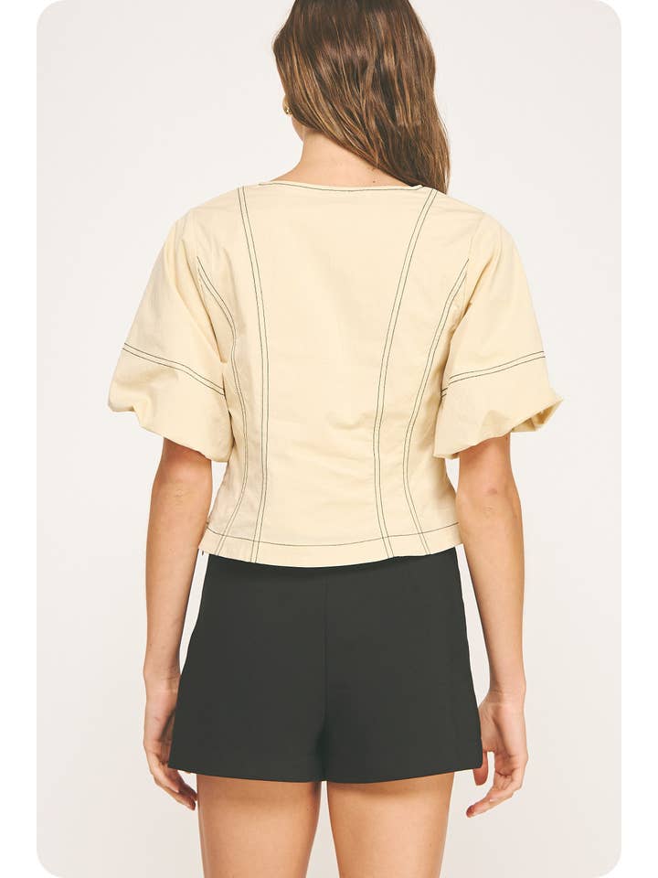 Strut & Bolt - Wholesale Blouse - Women's - Top Stitch Bubble Sleeve Top4