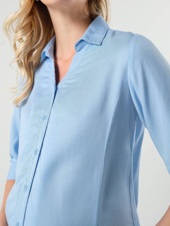 No-Gap Maternity Nursing Button Down Shirt - Pale Blue for wholesale on Faire