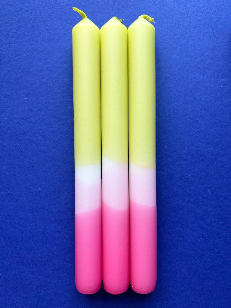 The Colour Emporium – wholesale Tapered candle/candlestick – BUDDING BLOOMS Dip Dye Dinner Candles Trio4