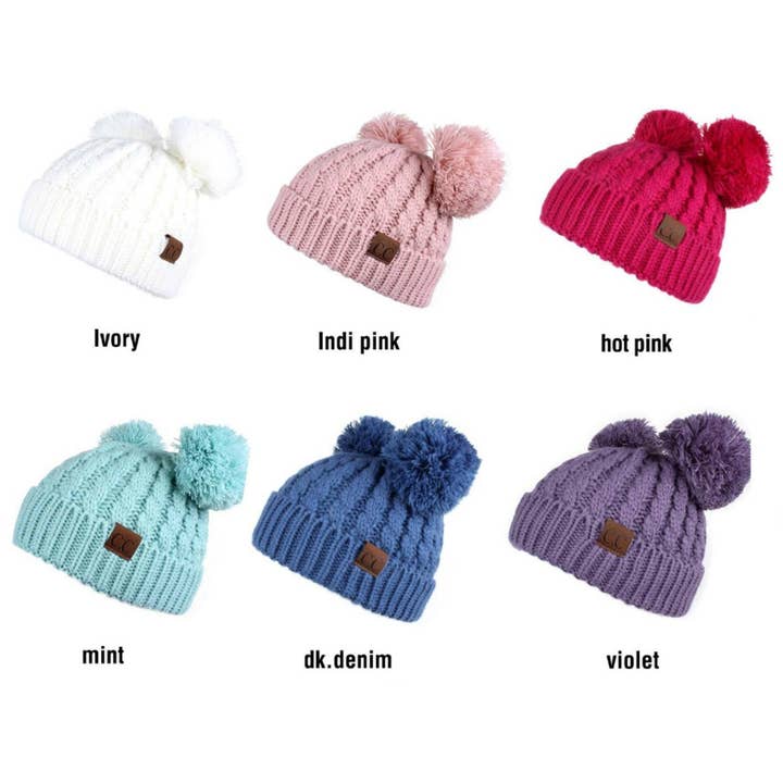 Truly Contagious - Wholesale Beanie - Kids - CC Kids Double Pom Beanie KIDS-24 HAT-60