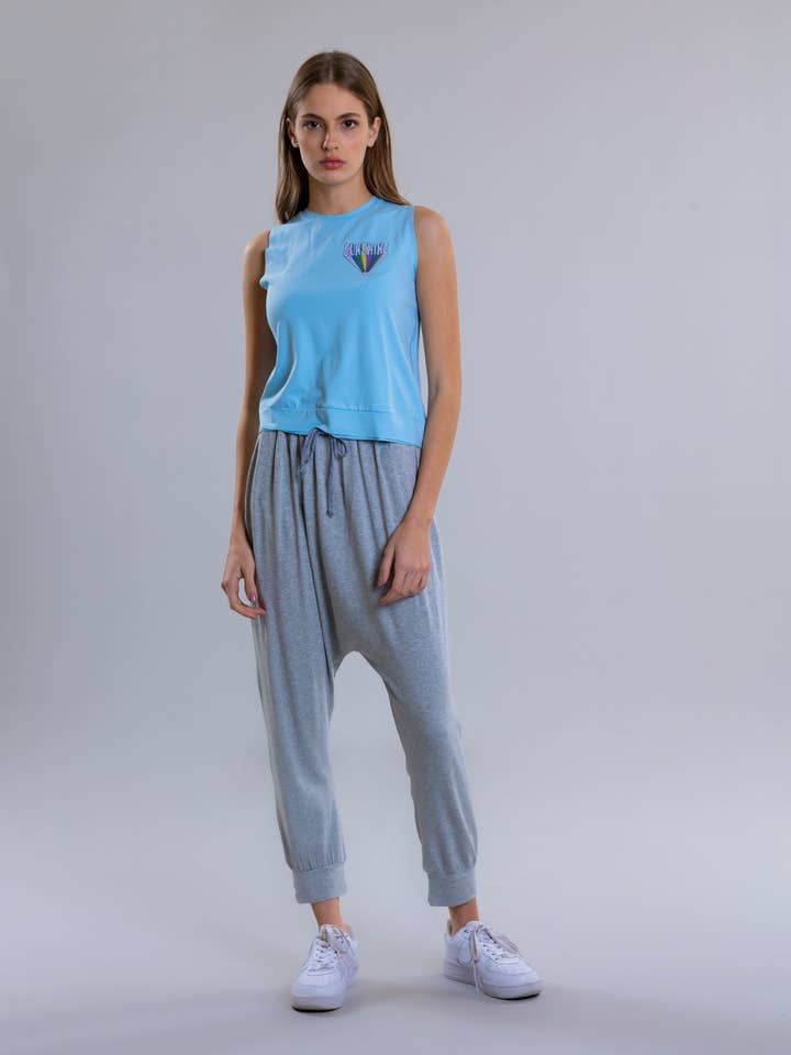 Camiseta De Tirantes Bordada Sunshine Para Mujer - Azul Claro para venta al por mayor de Pear