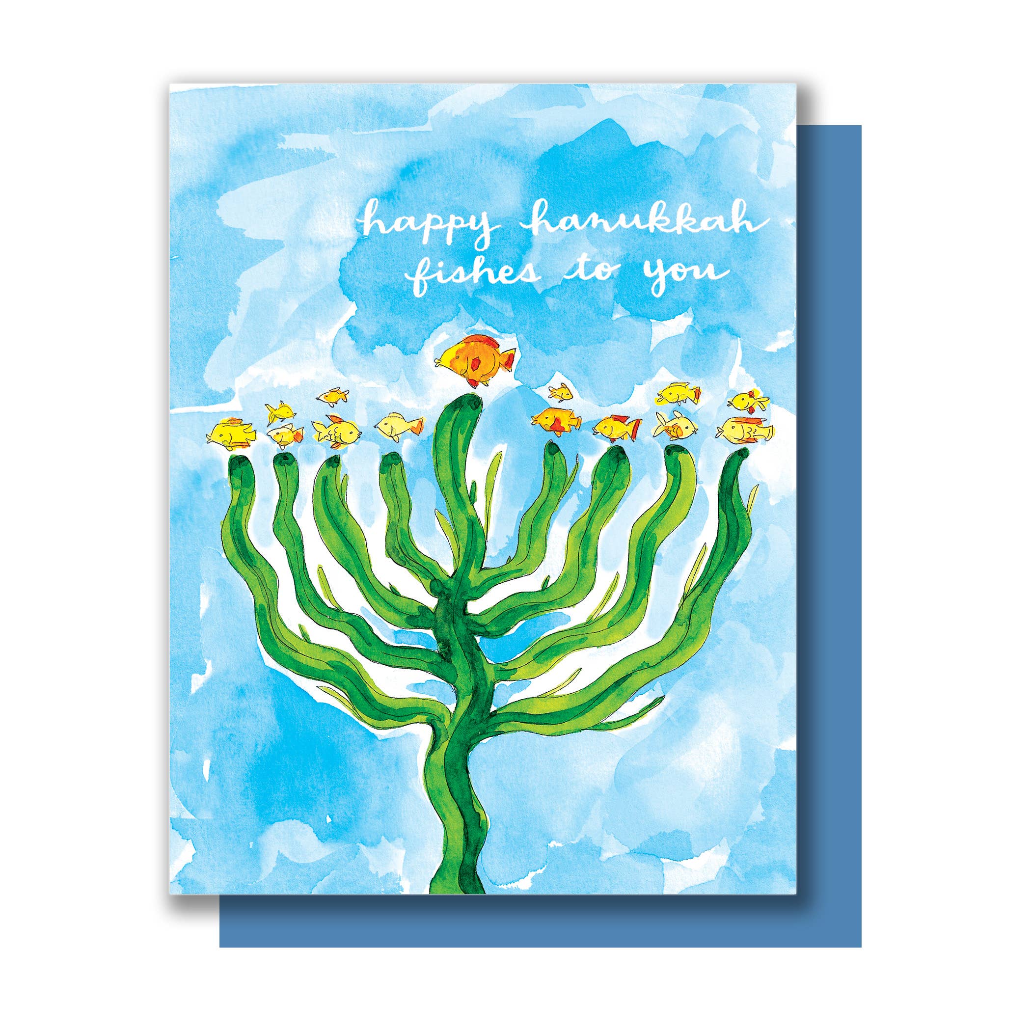 Paper Wilderness - Wholesale Hanukkah Card - Happy Hanukkah Fishes To You Card BOXED SET of 80