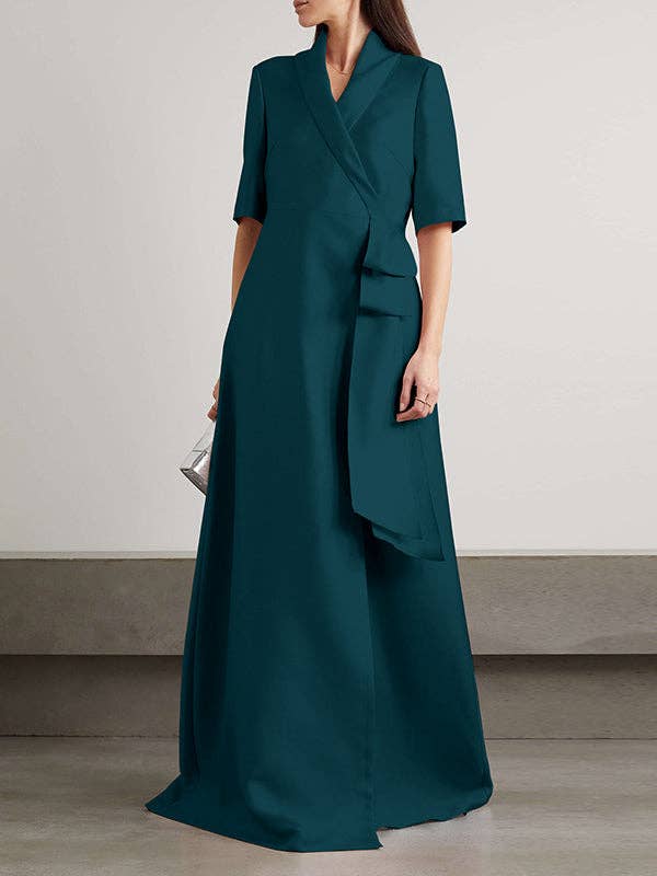 UZ Wholesale Store - Wholesale Gown - Women's - Solid Color Split-Joint Loose V-Neck Maxi Evening Dresses4