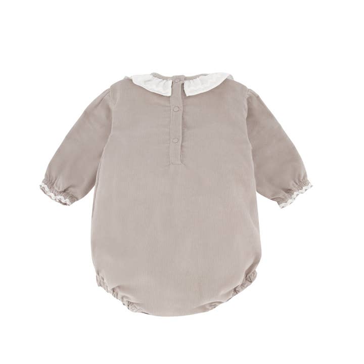 LES ENFANTINES - Wholesale Bodysuit (Non-Footed) - Baby - Beige velvet chameleon romper2