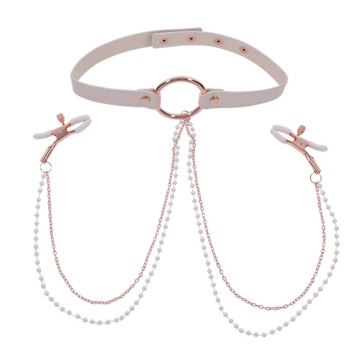 Peaches 'n CreaMe krave med brystvorteklemmer for engroshandel hos Sportsheets