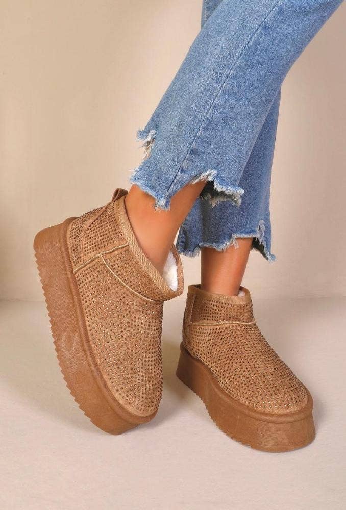 Joia Paris – Großhandel Stiefeletten – Damen – Plateau-Stiefeletten mit Strassbesatz und PU-15-Futter7