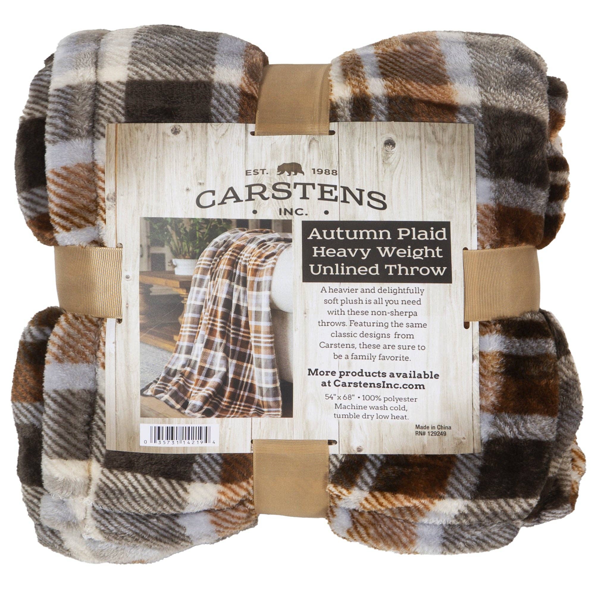 Carstens, Inc. - Wholesale Throw Blanket - Autumn Plaid Heavy Plush Throw6