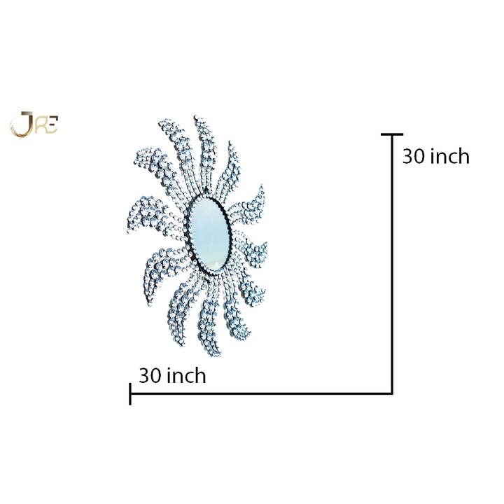 JRE Home Decor - Wholesale Wall Mirror - Crystal Sunburst Decor Mirror, Crystal Wall Accent Metal Art