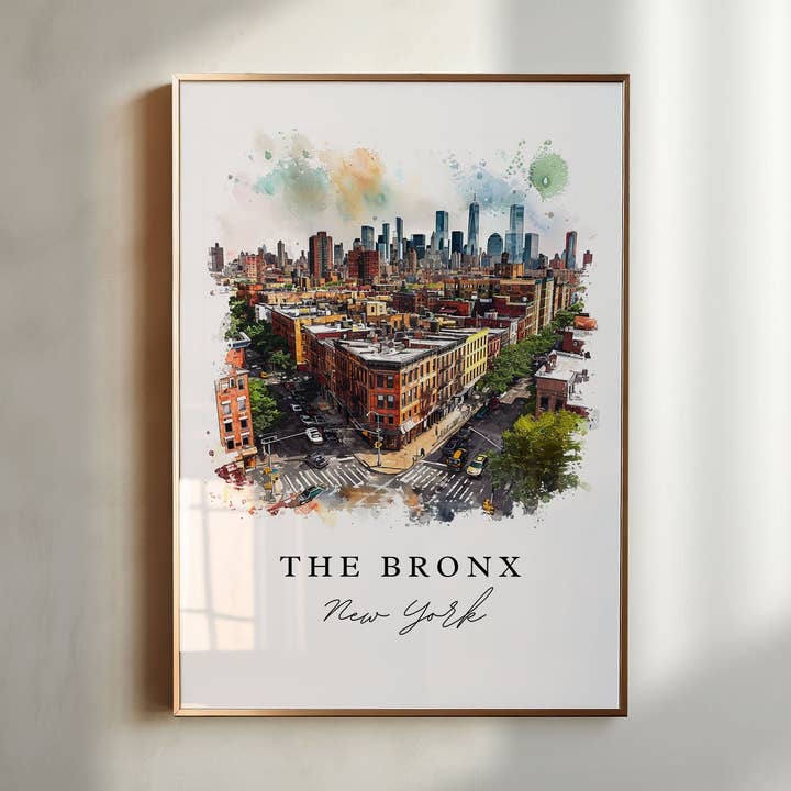 Premium Travel Art - Wholesale Art Print - The Bronx NYC wall art - New York, The Bronx print, Bronx Skyline Wedding gift, Birthday present, Custom Text, Perfect Gift0