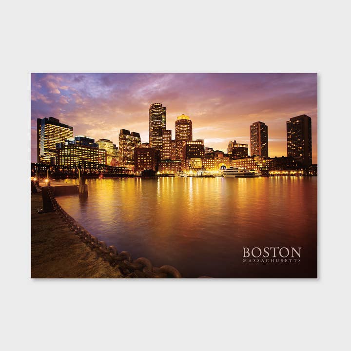 Postal de Boston - Rowes Wharf ao Pôr do Sol - 50 unid. por atacado de Blu Ink Press, Inc.