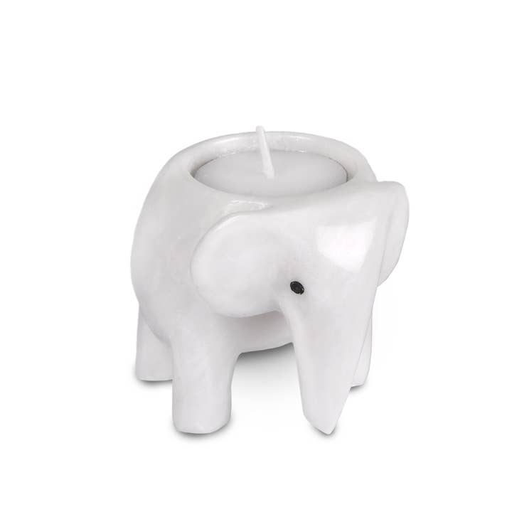 British Fossils – wholesale Candle holder – Marble 3" Elephant Tea-Light Holders9