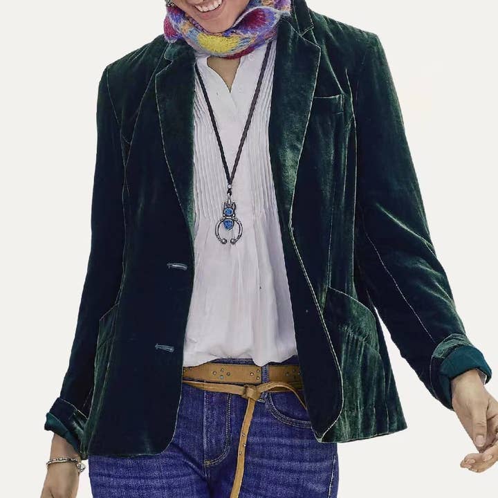 The Moment Collection - Wholesale Blazer - Women's - Classic Solid Velvet Collared Neck Long Sleeve Button Blazer