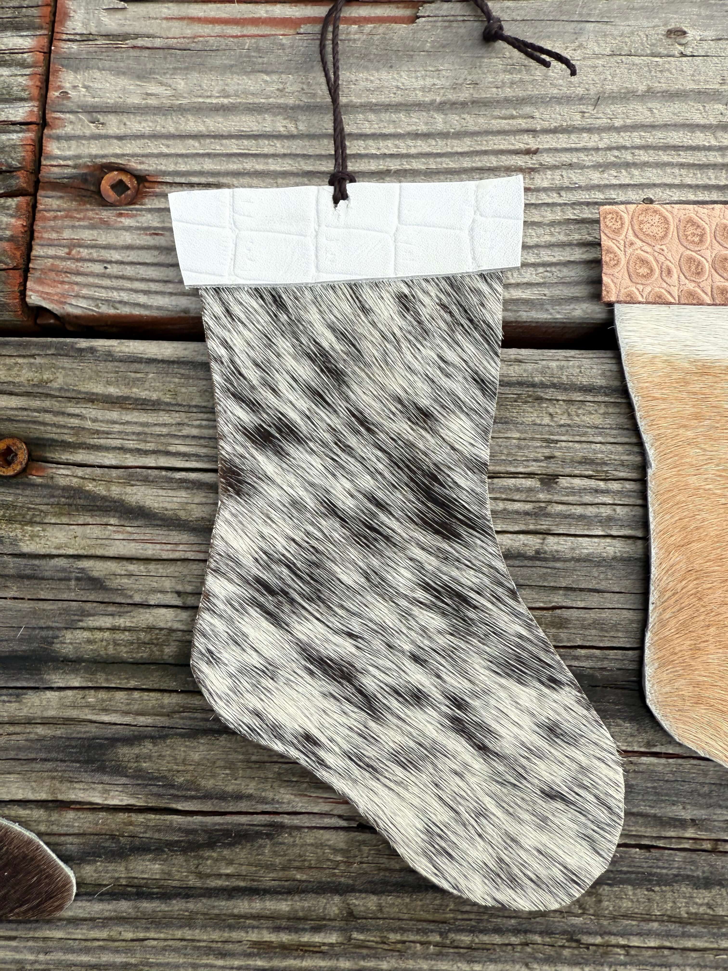 Wild Mountain Soul Designs - Wholesale Holiday Stocking - Hair-on cowhide stocking ornament1