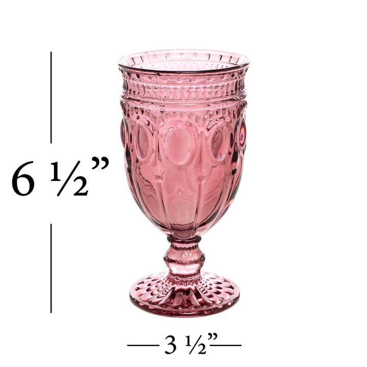 Embossed Glass Goblet 6½" 10oz 6pc/box - Blush for wholesale on Faire3