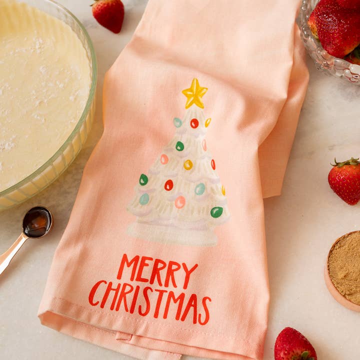 Vintage Christmas Tree Kitchen Towel for wholesale by 1canoe2 | One Canoe Two Paper Co.