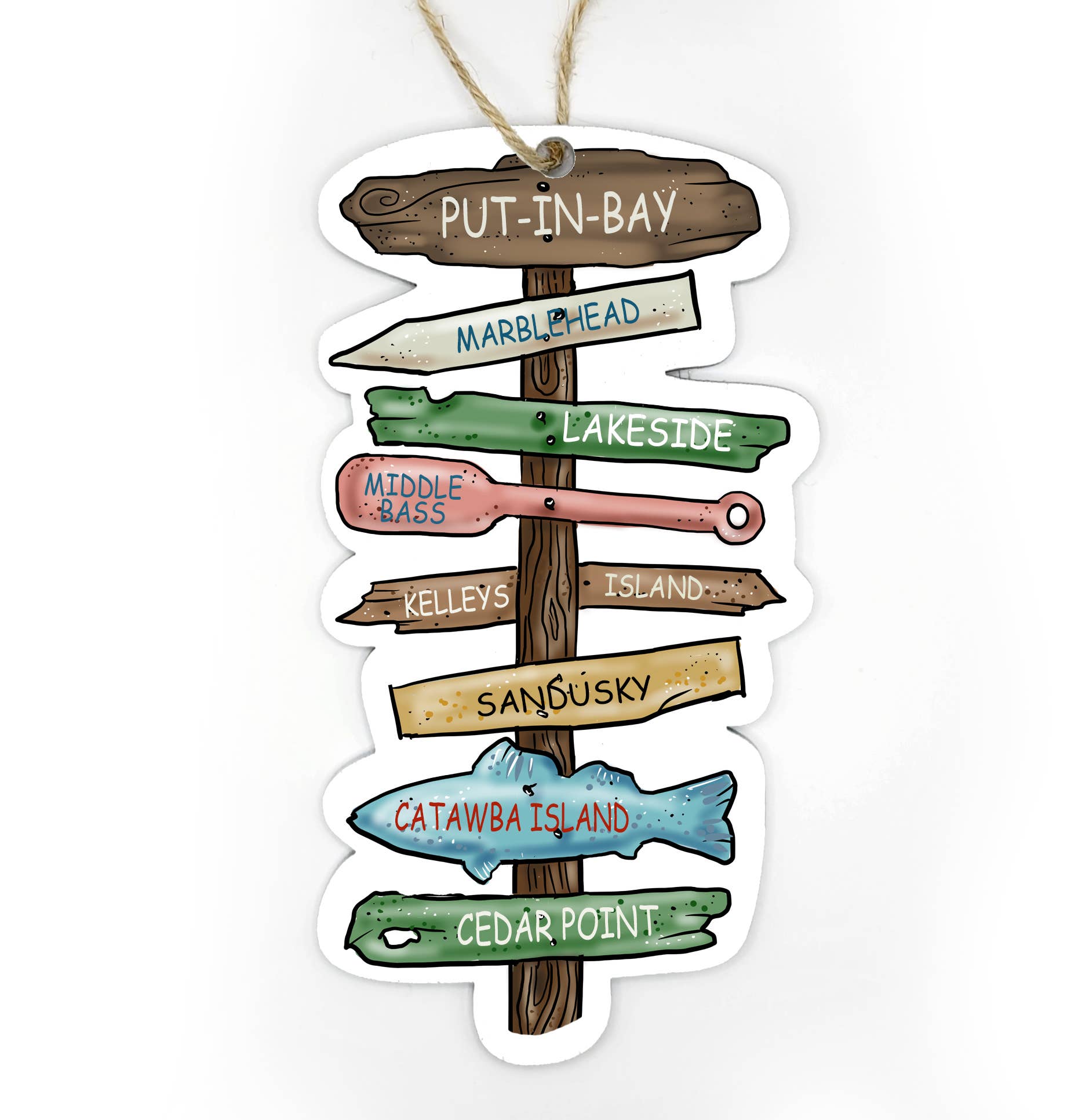 Map Mom - Wholesale Ornament - Wood Ornament- Driftwood Sign CUSTOM Locations1
