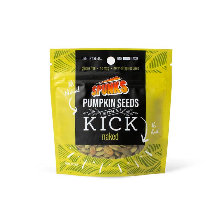 SPUNKS, GEEN KICK, NAAKT 2 OZ. voor wholesale door SPUNKS 'pumpkin seeds with a kick'